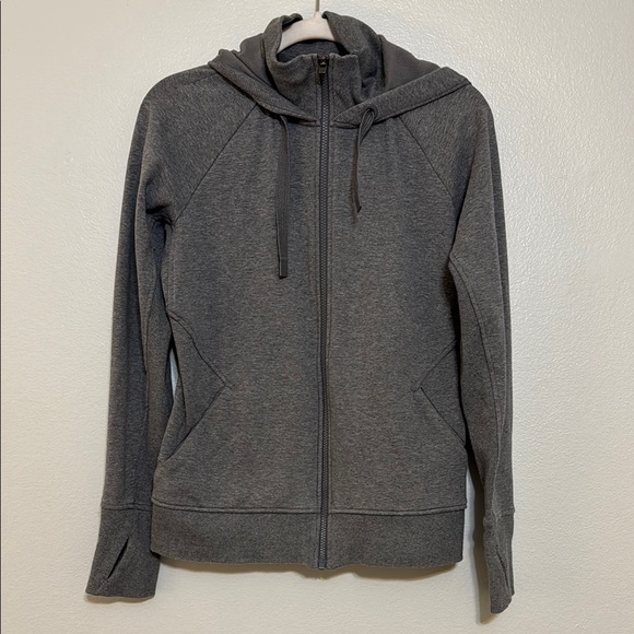 Athleta Triumph Full Zip Hoodie in Charcoal Grey Heather - Picture 2 of 8